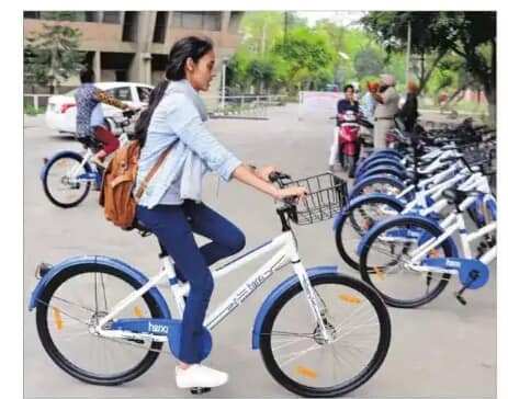 Student riding on Bicycle