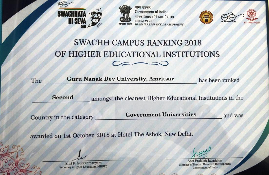 Swachh Campus Ranking Certificate